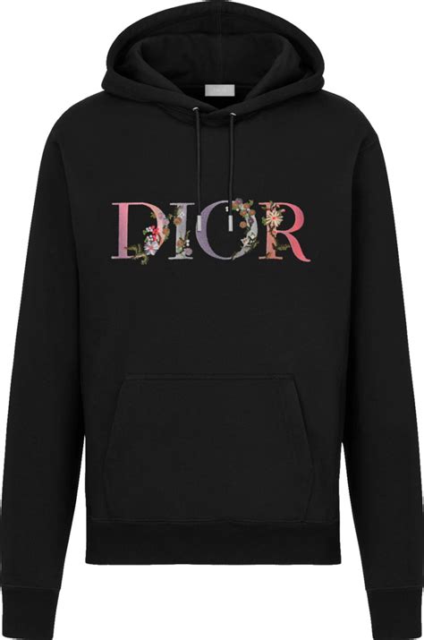 dior flowers embroidered hoodie|dior flowers hoodie black.